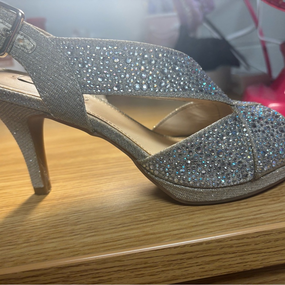Alex Marie Glittering Silver Heels